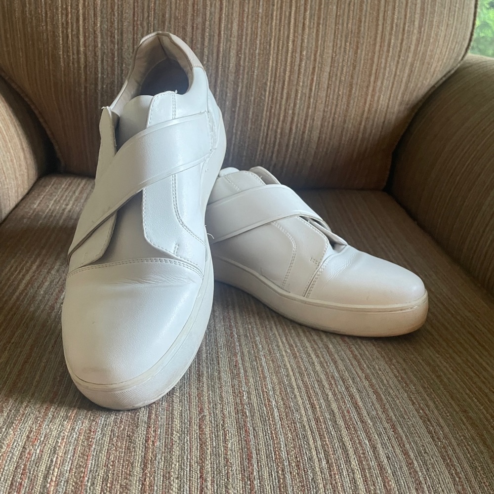 White Calvin Klein strap shoes